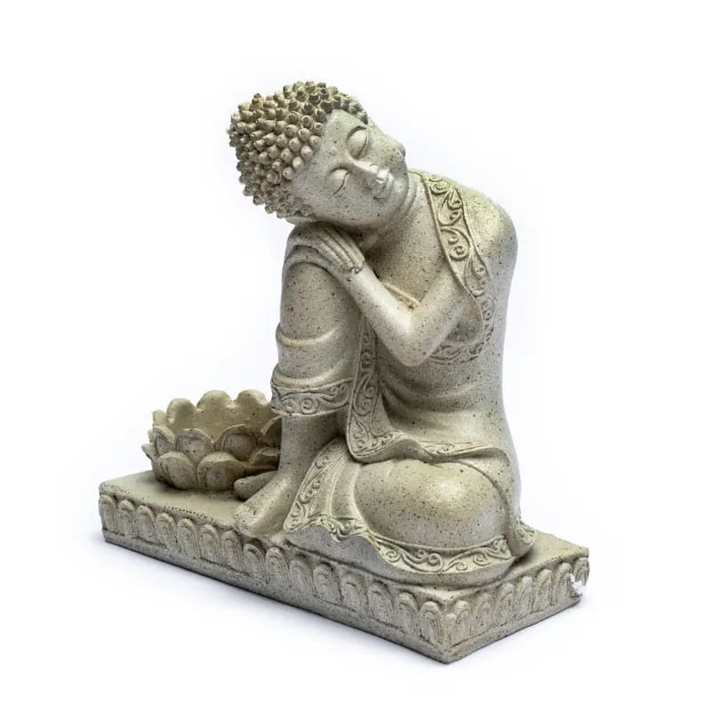 Bouddha/ bougeoir, taille de 17,5 cm - 395 grammes. Convient aux bougies chauffe-plat. Fait en polyrésine !
