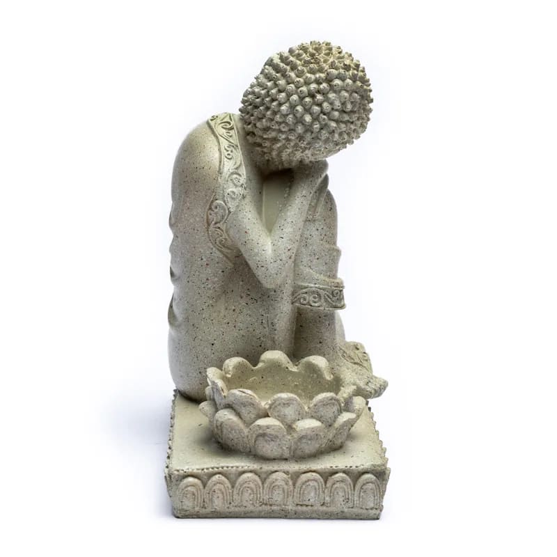 Bouddha/ bougeoir, taille de 17,5 cm - 395 grammes. Convient aux bougies chauffe-plat. Fait en polyrésine !