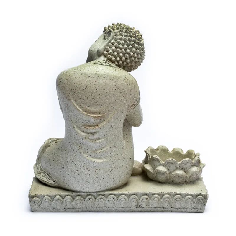 Bouddha/ bougeoir, taille de 17,5 cm - 395 grammes. Convient aux bougies chauffe-plat. Fait en polyrésine !