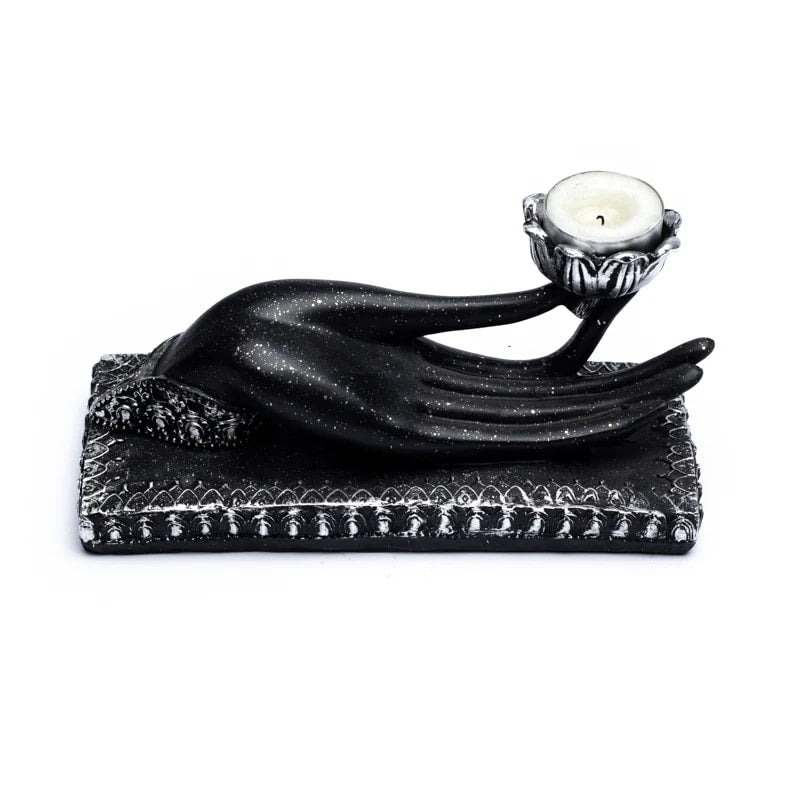 Bougeoir 'Main de Mudra', tenant une bougie. 21 x 8 x 10 cm/ 676 gr. - Superbe pièce !