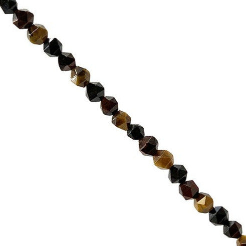 Perles 'Icosaèdres' de 6 mm en 'mix' avec oeil de tigre, oeil de faucon, oeil de taureau. Vente en : fil de perles 38/39 cm, en bracelet de 17 à 21cm, en collier de 45 ou sautoir de 60cm. Qualité AA à AAA !