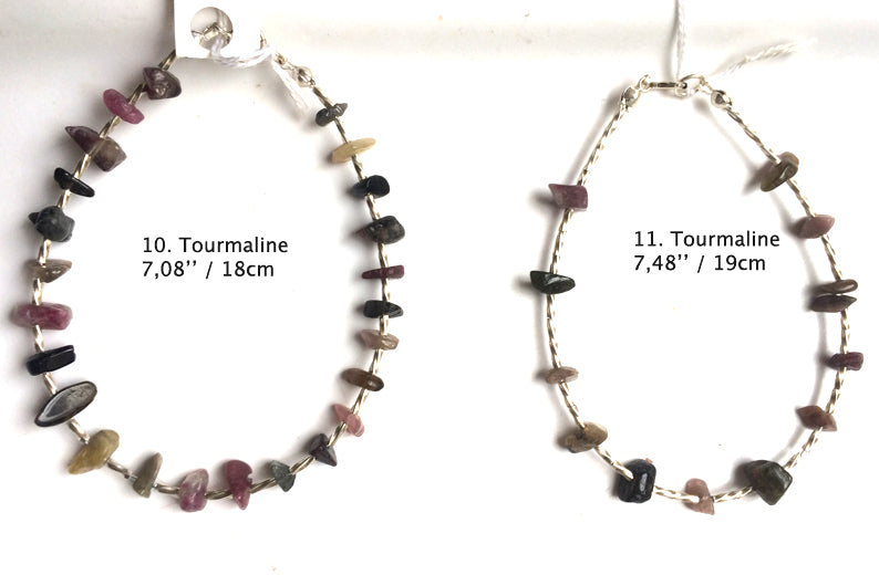 Collection de bracelets 'Argent & Pierre' - Perles et tubes torsadés en Argent, 18 cm de long. Fait main par Zen Curiosity !
