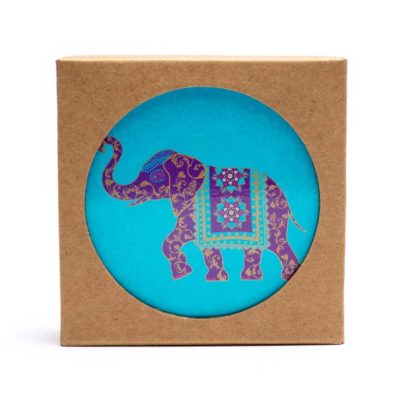Sélection de dessous de verres, ensemble de 6 pièces avec de superbes motifs : Bouddha, éléphant, fleur de vie, mandala... 9 modèles aux choix, parfait !