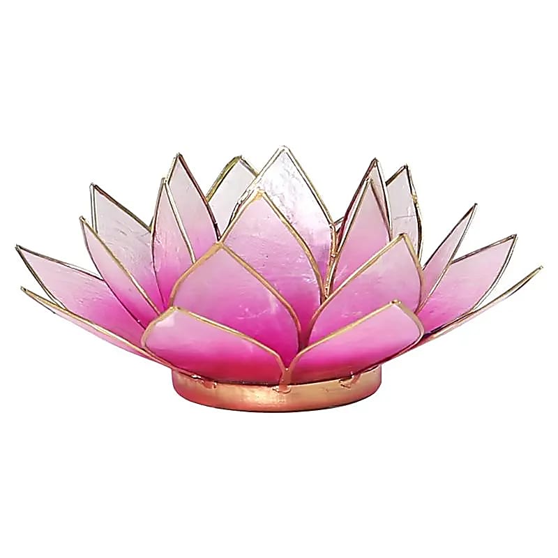 Bougeoirs “Lotus” en coquillage Capiz – 13,5x5,5 ou 15x10,5 cm – Couleurs sublimes et reflets incroyables !