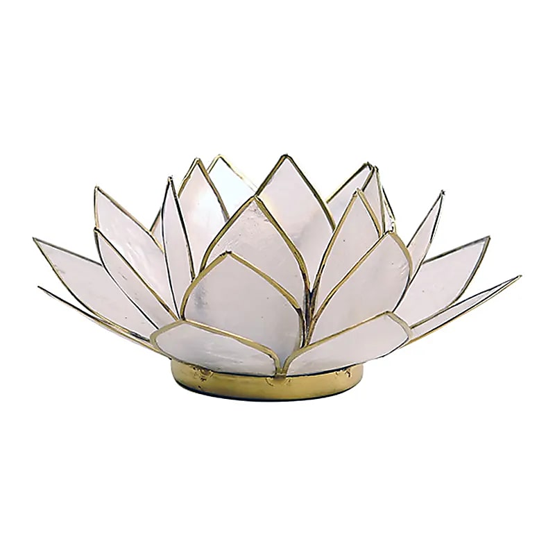 Bougeoirs “Lotus” en coquillage Capiz – 13,5x5,5 ou 15x10,5 cm – Couleurs sublimes et reflets incroyables !