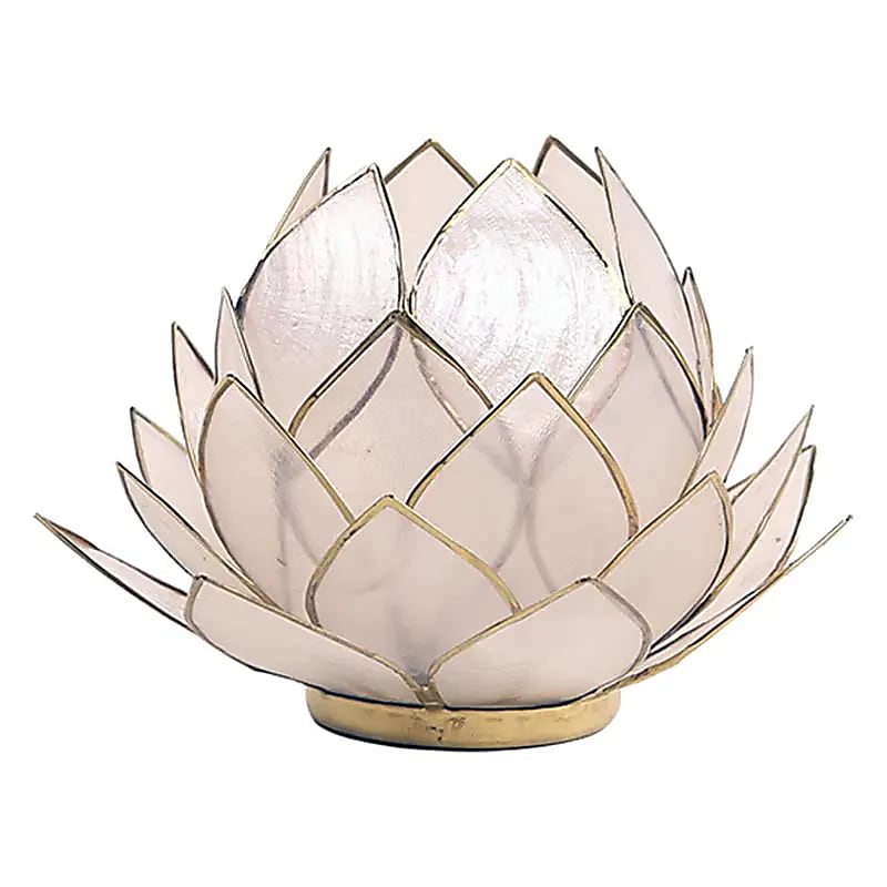 Bougeoirs “Lotus” en coquillage Capiz – 13,5x5,5 ou 15x10,5 cm – Couleurs sublimes et reflets incroyables !