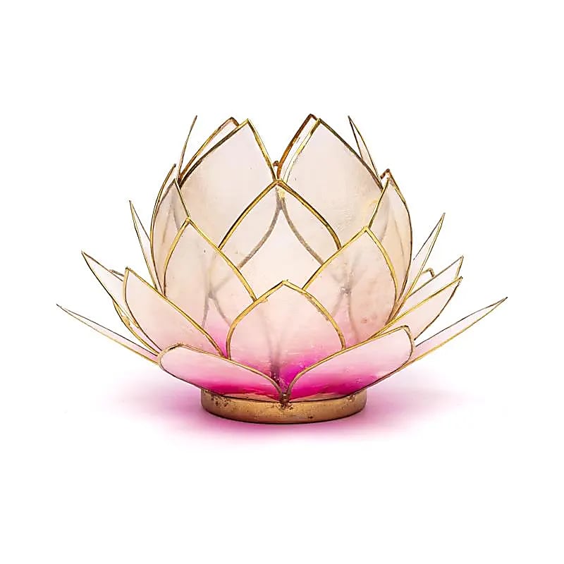Bougeoirs “Lotus” en coquillage Capiz – 13,5x5,5 ou 15x10,5 cm – Couleurs sublimes et reflets incroyables !