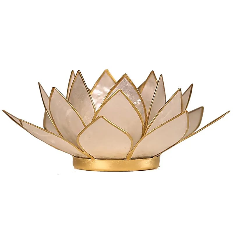 Bougeoirs “Lotus” en coquillage Capiz – 13,5x5,5 ou 15x10,5 cm – Couleurs sublimes et reflets incroyables !