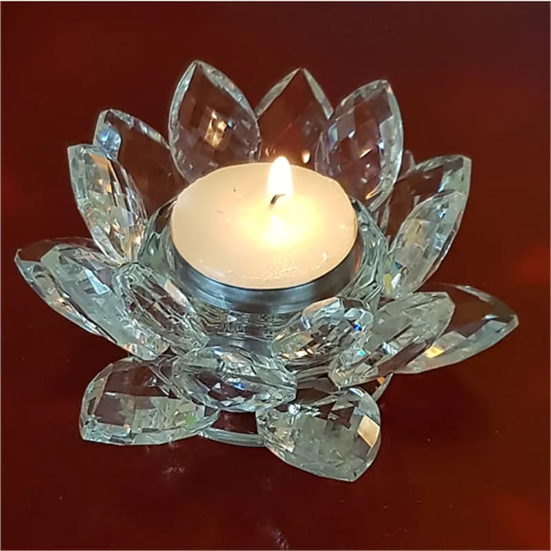 Élégant bougeoir en forme de lotus, 3 couleurs au choix. Fait en verre - 11x5,5 cm - 262 gr. !
