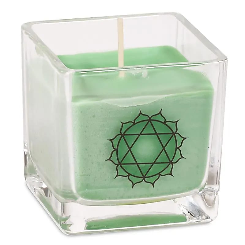 Bougies '7 chakras' en pot, en cire de colza, 25 H. de combustion - 6x6x6 cm - 88 grammes par pot !