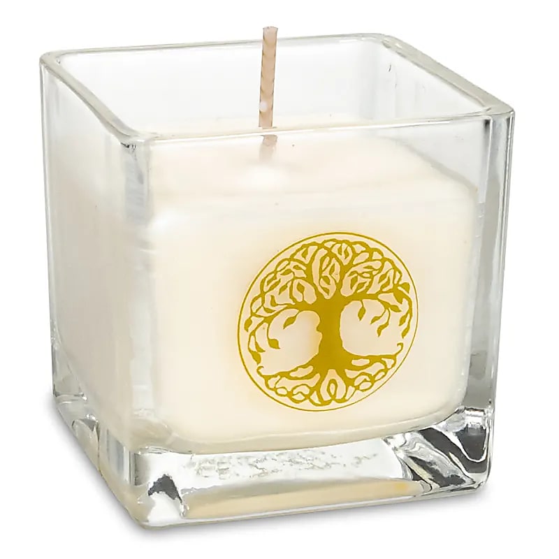 Bougie parfumée, cire de colza écologique 100% végétale (verre recyclé) avec de jolis motifs. 6x6 cm - 88 grammes - 25 heures de combustion. Fabriqué à la main en Belgique, avec des huiles parfumées sans paraben.