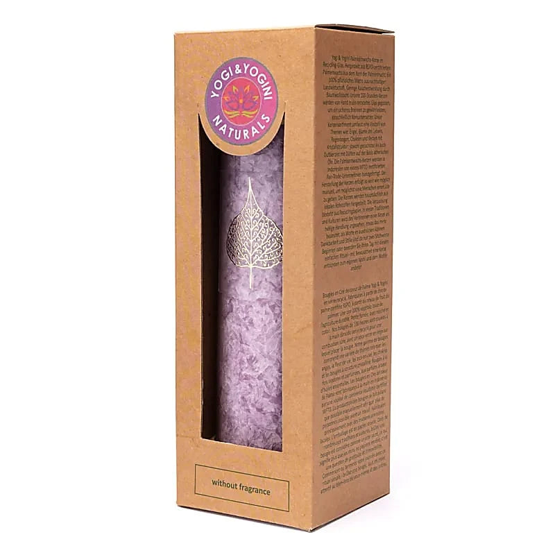 Bougie avec motif de la feuille de Bodhi - Équitable Non Parfumée en Cire de Palme Durable – Verre recyclé - 21 cm