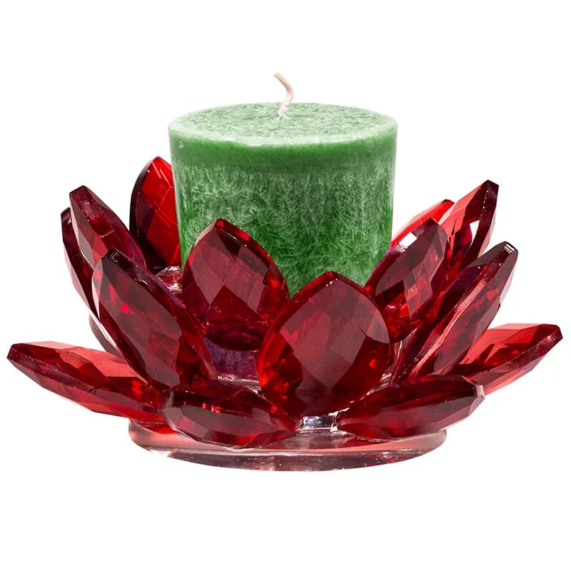 Élégant bougeoir en forme de lotus, 3 couleurs au choix. Fait en verre - 11x5,5 cm - 262 gr. !