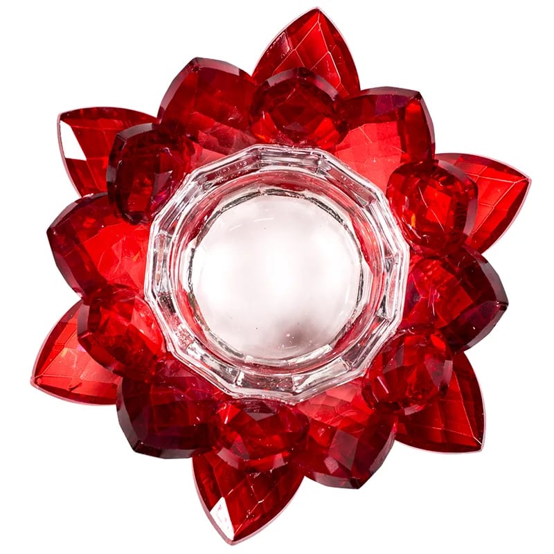 Élégant bougeoir en forme de lotus, 3 couleurs au choix. Fait en verre - 11x5,5 cm - 262 gr. !