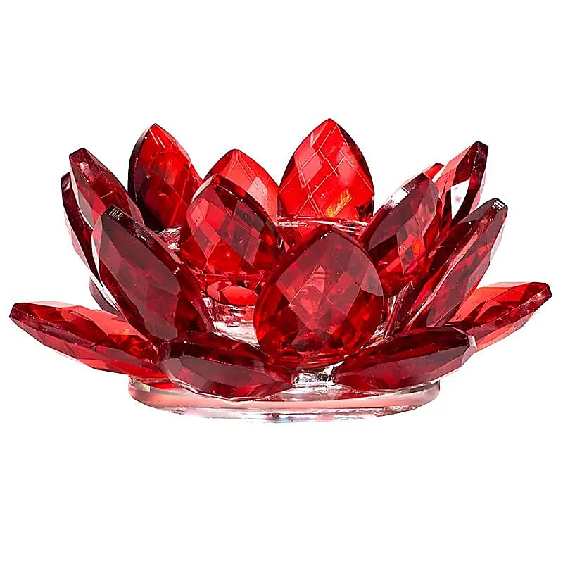 Élégant bougeoir en forme de lotus, 3 couleurs au choix. Fait en verre - 11x5,5 cm - 262 gr. !