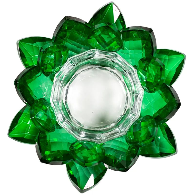 Élégant bougeoir en forme de lotus, 3 couleurs au choix. Fait en verre - 11x5,5 cm - 262 gr. !