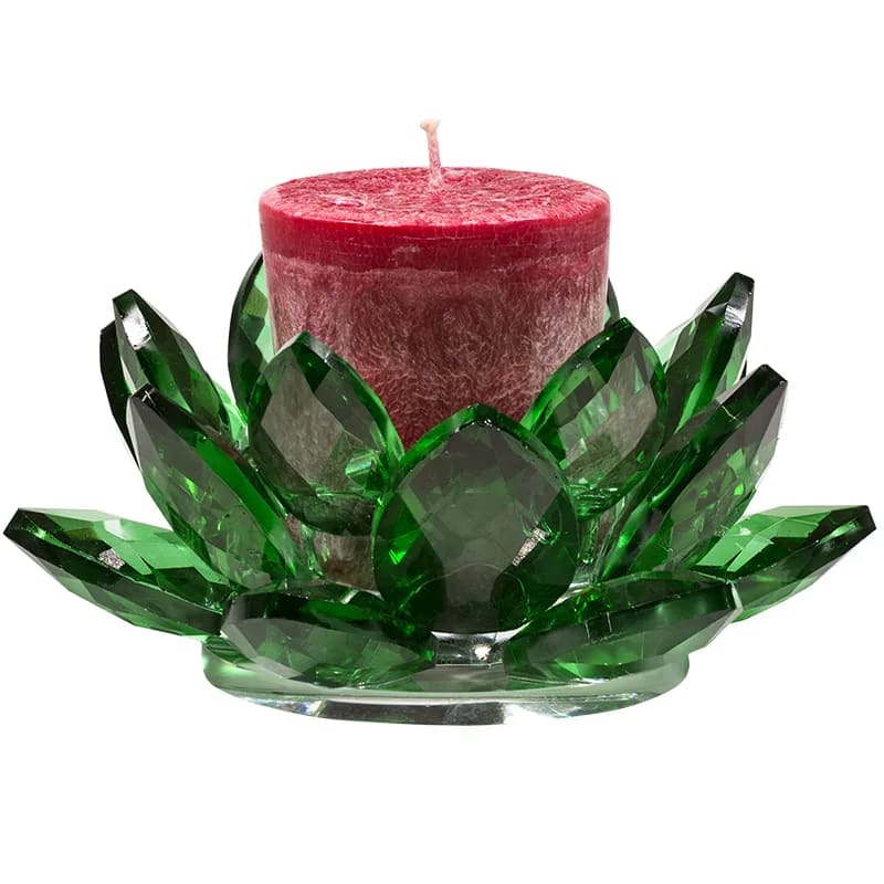 Élégant bougeoir en forme de lotus, 3 couleurs au choix. Fait en verre - 11x5,5 cm - 262 gr. !