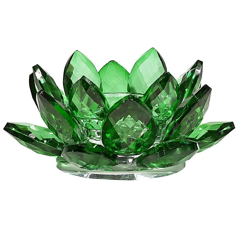 Élégant bougeoir en forme de lotus, 3 couleurs au choix. Fait en verre - 11x5,5 cm - 262 gr. !