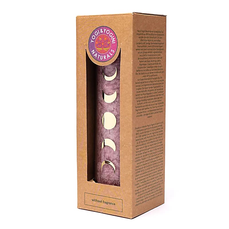 Bougie avec motif Triple Lune - Équitable Non Parfumée en Cire de Palme Durable – Verre recyclé - 21 cm