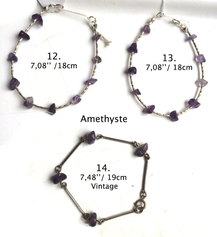 Collection de bracelets 'Argent & Pierre' - Perles et tubes torsadés en Argent, 18 cm de long. Fait main par Zen Curiosity !