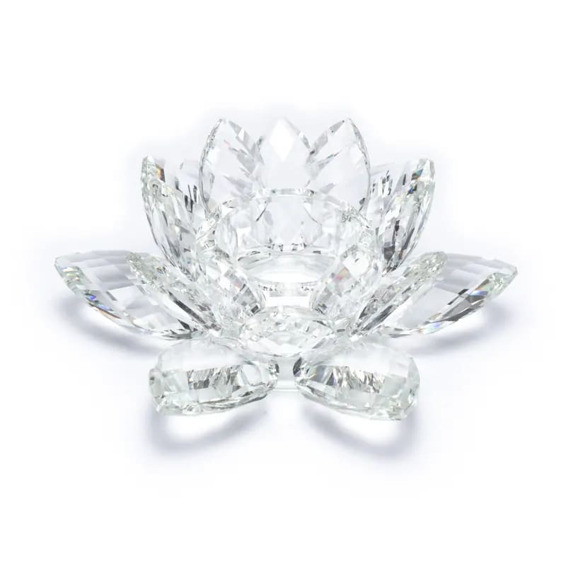 Bougeoir XL Lotus en verre – 20x9,5 cm. Symbole de lumière et d’éveil spirituel, pour sublimer vos moments de paix.