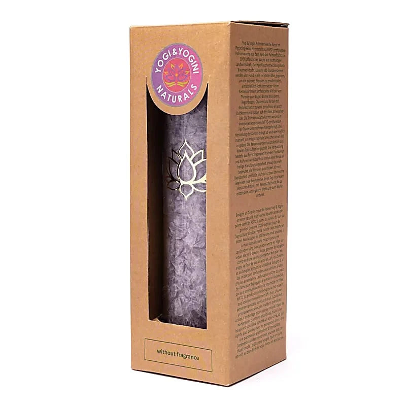 Bougie avec motif du Lotus - Équitable Non Parfumée en Cire de Palme Durable – Verre recyclé - 21 cm
