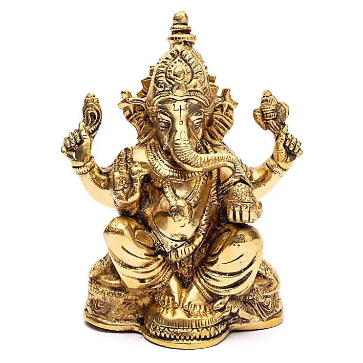 Ganesh en métal (laiton) - 16 cm - 1680 gr. - Parfait dans un Autel, Collection, Exposition...