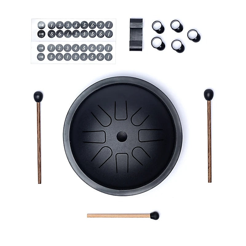 Handpan/ tambour percussion de voyage,
8 notes en D/ Ré majeure, 26 cm - 630 gr. Fabriqué en acier de haute qualité !