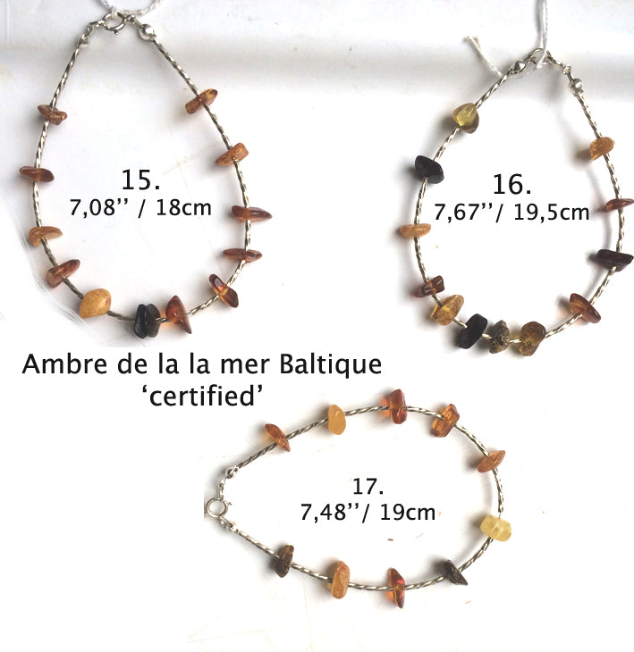 Collection de bracelets 'Argent & Pierre' - Perles et tubes torsadés en Argent, 18 cm de long. Fait main par Zen Curiosity !