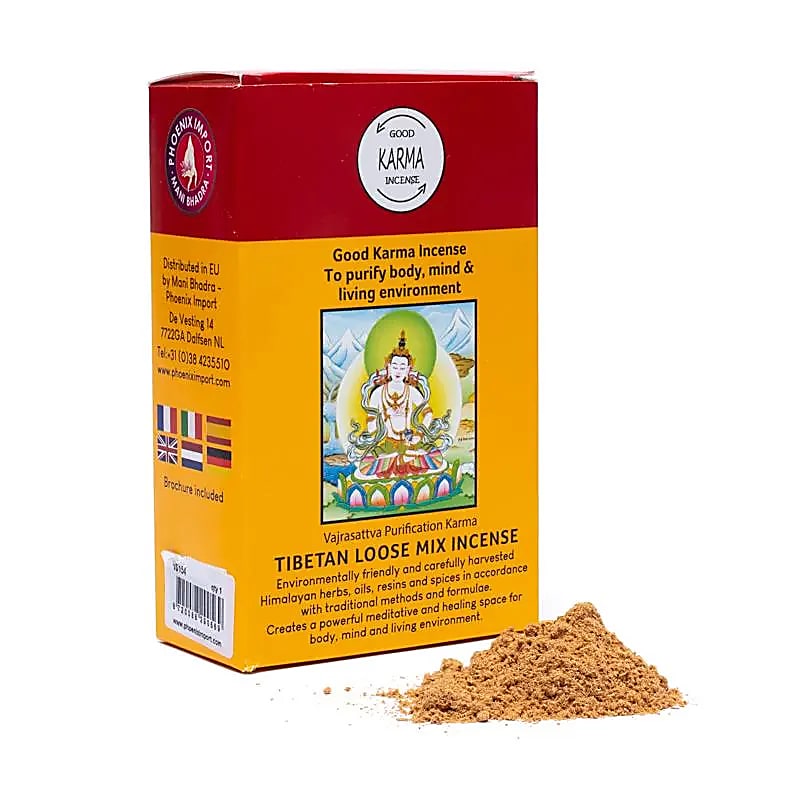 Encens original de chez 'Gangchen' en poudre - 12 parfums au choix - boîte de 130/ 140 gr. - Préparé par des moines de l'Himalaya .
Ingrédients 100% naturels !