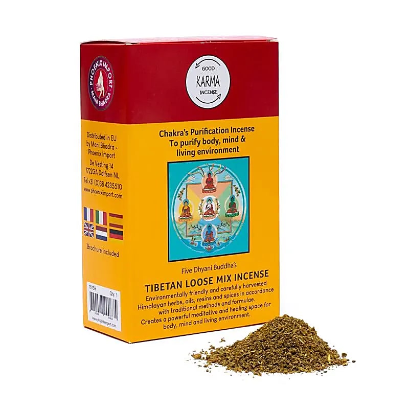 Encens original de chez 'Gangchen' en poudre - 12 parfums au choix - boîte de 130/ 140 gr. - Préparé par des moines de l'Himalaya .
Ingrédients 100% naturels !