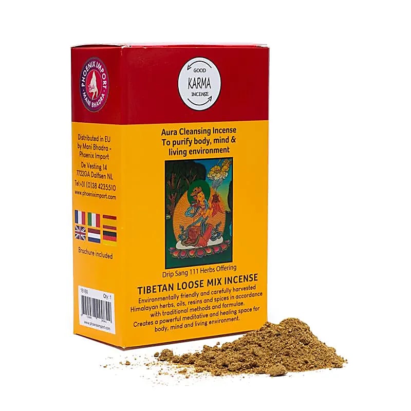 Encens original de chez 'Gangchen' en poudre - 12 parfums au choix - boîte de 130/ 140 gr. - Préparé par des moines de l'Himalaya .
Ingrédients 100% naturels !