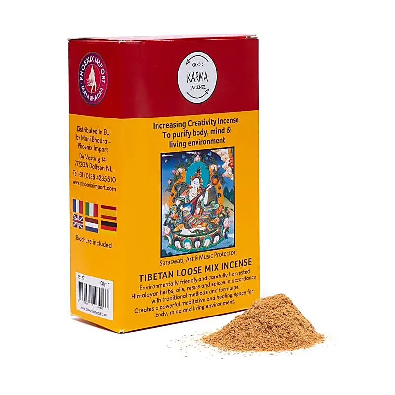 Encens original de chez 'Gangchen' en poudre - 12 parfums au choix - boîte de 130/ 140 gr. - Préparé par des moines de l'Himalaya .
Ingrédients 100% naturels !