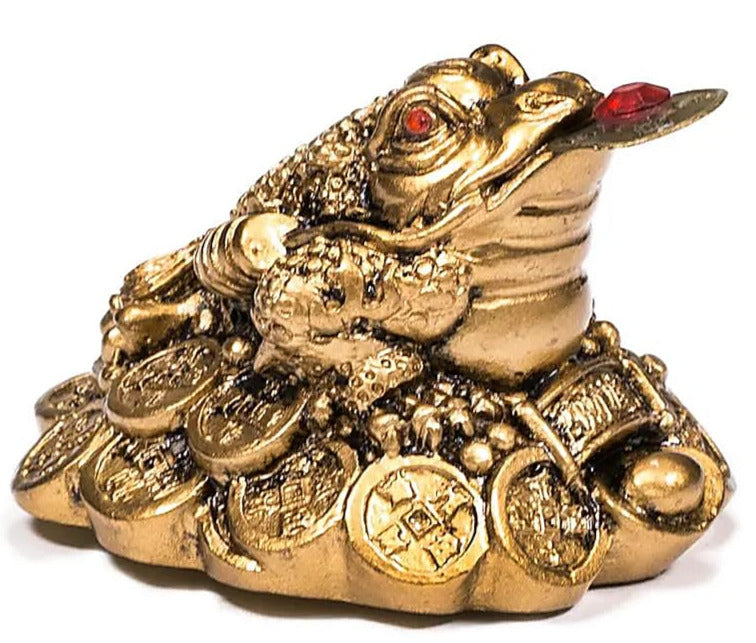 Grenouille porte-bonheur Feng Shui – pièce dans la bouche, chance et prospérité - 5,3 cm - 60 gr. !