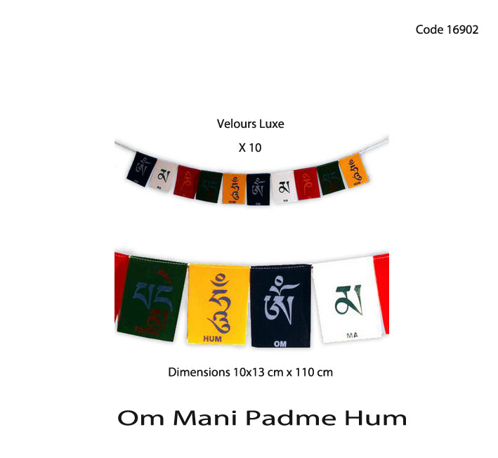 Sélection de drapeaux de prières Bouddhiste, de 0,93 à 8m de long. Très belle qualité, parfait pour les Rituels, effets assurés !