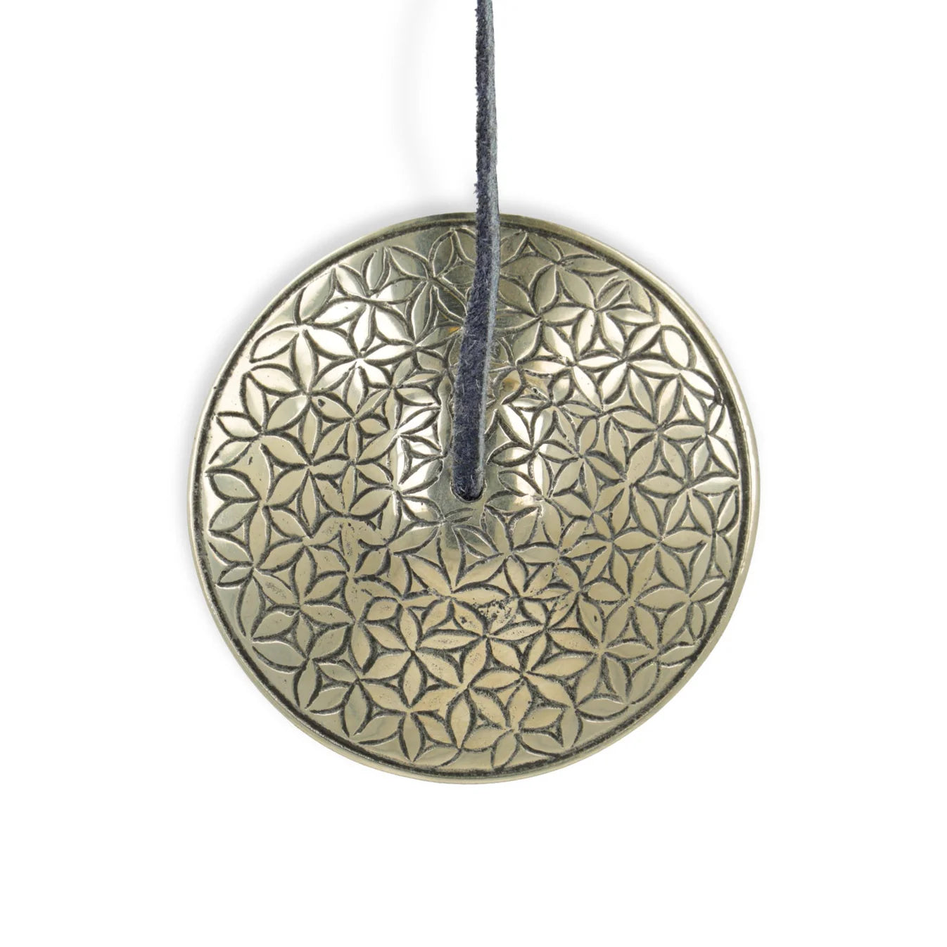 Cymbale Tibétaine/ Tingsha avec gravure de la Fleur de Vie - Ø 7,2 cm