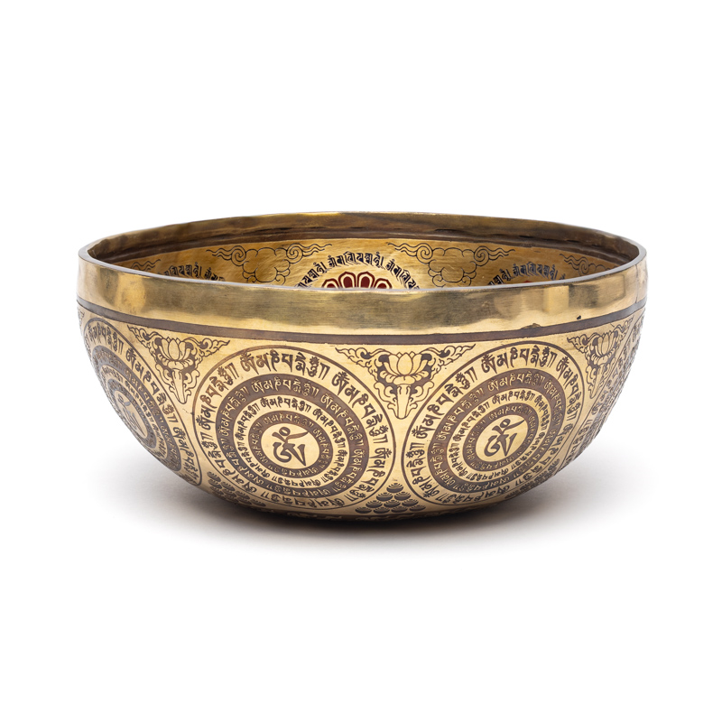 Singing bowl with hand-painted Chenresig Buddha engraving - Ø 25 or 30 cm