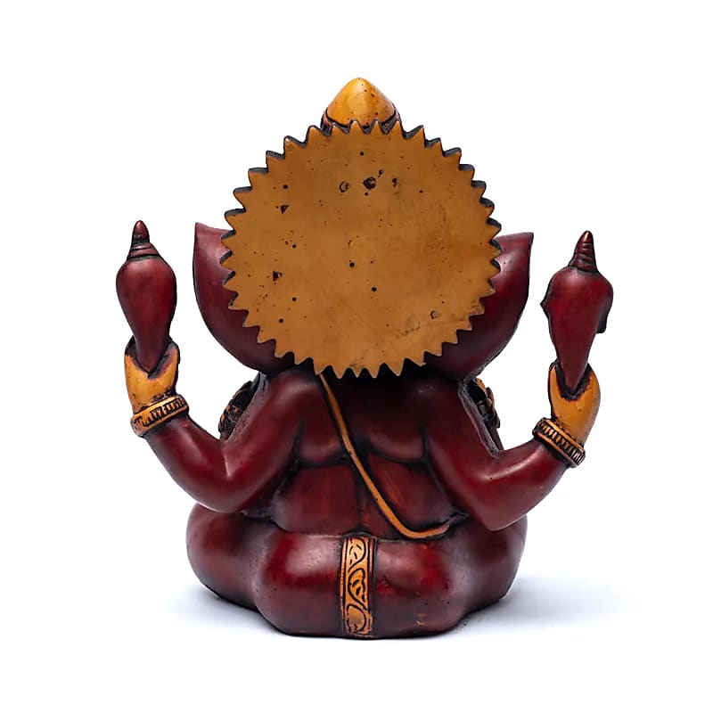 Ganesh assis rouge/ ocre - 23 x 17 x 12 cm - 2500 grammes - Modèle peint à la main, magnifiques précisions !