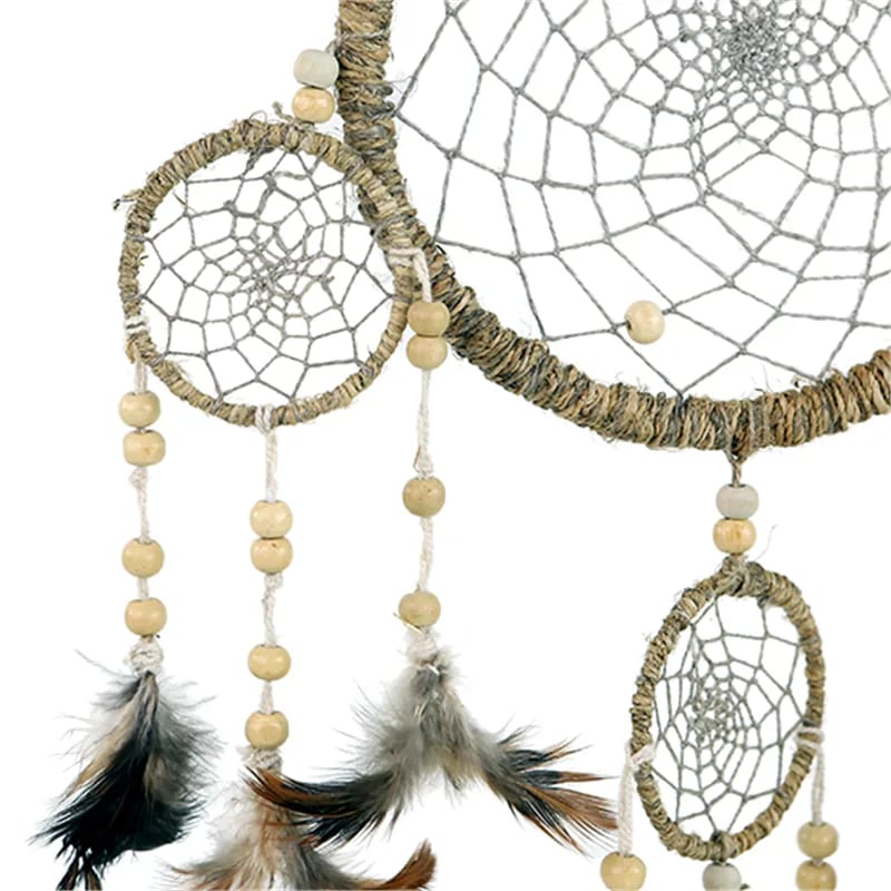 Attrape-rêves réalisé avec des plumes et matières naturelles ! 2 tailles au choix : ±20x5.5 ou 45x15.5 cm - ± 60 ou 70 gr. - Superbe qualité !