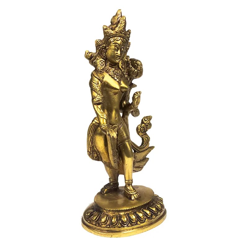 Sélection de statuettes de 'Tara verte dansante', de 13 ou 26cm de haut - 250 et 1650 grammes. Fait en métal (laiton) au Népal, parfait !