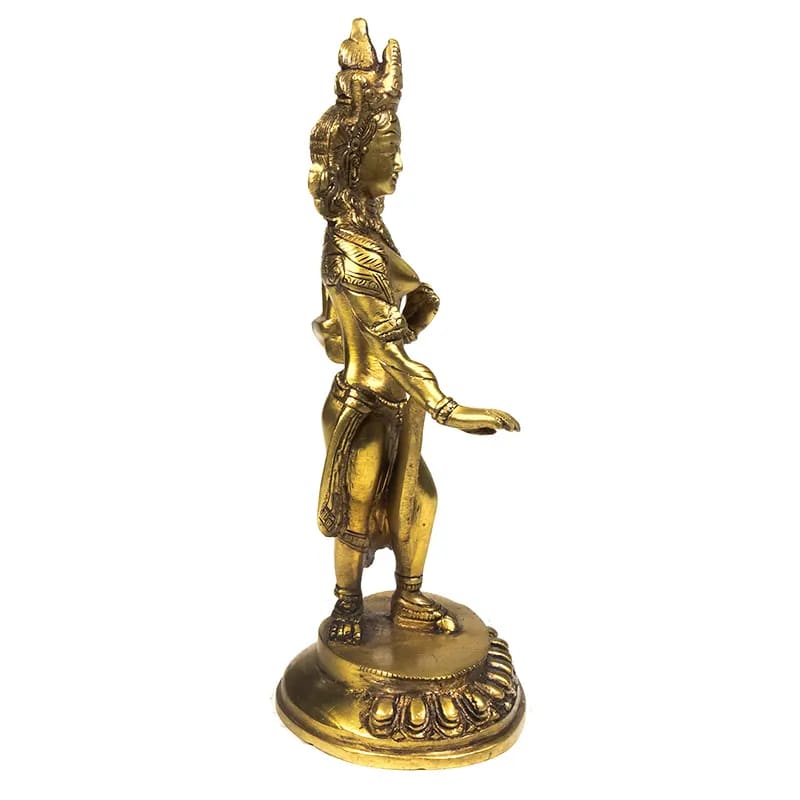 Sélection de statuettes de 'Tara verte dansante', de 13 ou 26cm de haut - 250 et 1650 grammes. Fait en métal (laiton) au Népal, parfait !