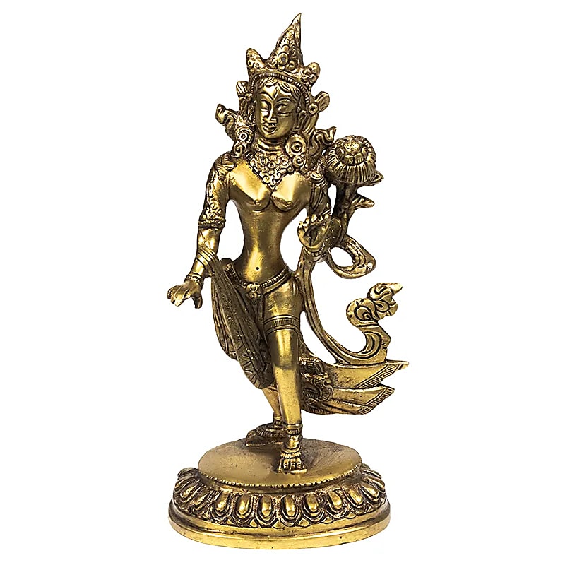 Sélection de statuettes de 'Tara verte dansante', de 13 ou 26cm de haut - 250 et 1650 grammes. Fait en métal (laiton) au Népal, parfait !