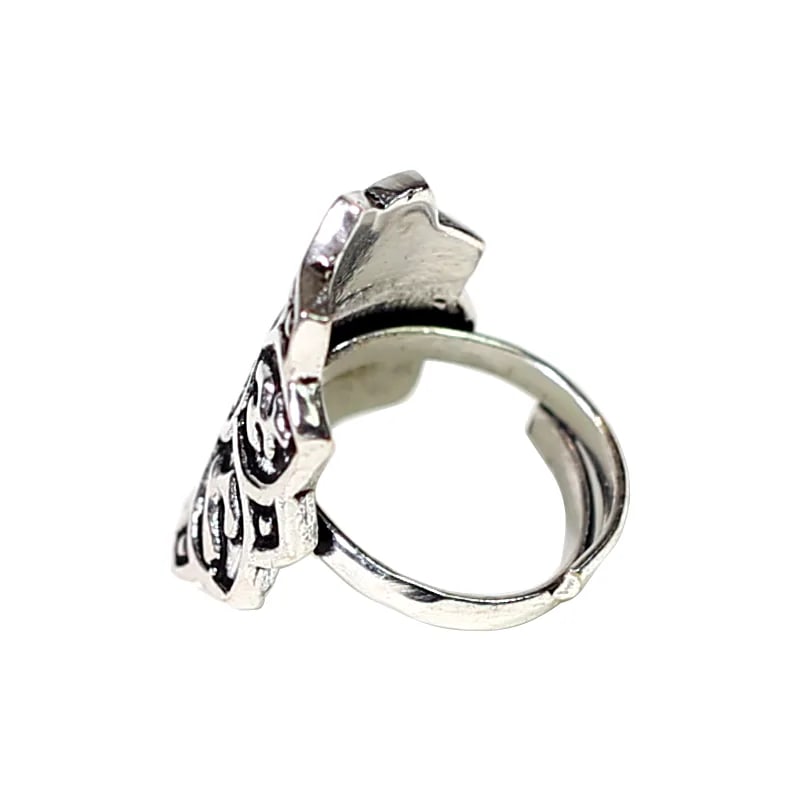 Bague couvrante en forme de Lotus 🪷 et symbole Bouddhiste, faîte en laiton couleur Argent. Superbe pièce ! Taille réglable/ ajustable !