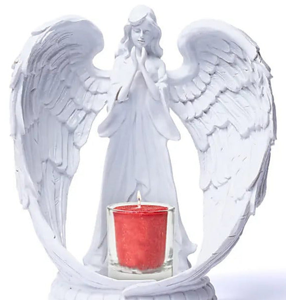 Bougeoir de taille XL en forme d'ange, 21.5x9x11.5 cm - 155 gr. Parfait pour les hommages !