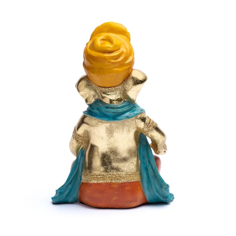 Ganesh assis jouant du tambour - 26 x 16 x 13 cm - 1440 grammes - Modèle peint à la main !
