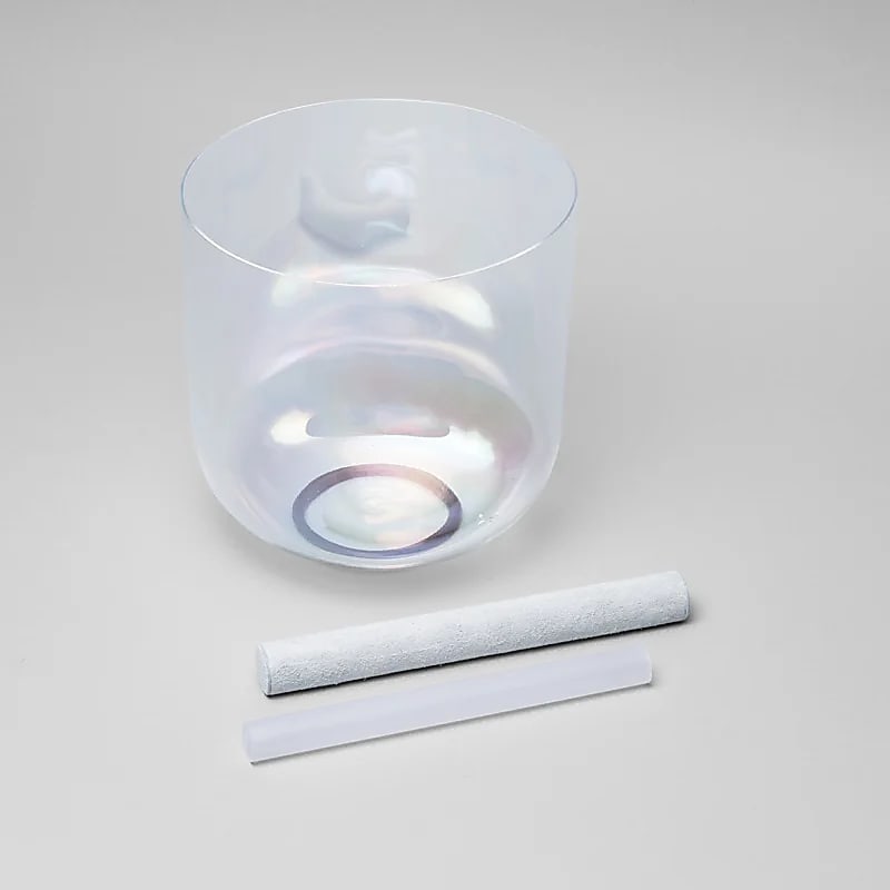 Bol chantant 432 Hz 'haut de gamme' en cristal clair de 20 cm - 1350 grammes - FA/ F (chakra coeur) - Vendu avec maillet !