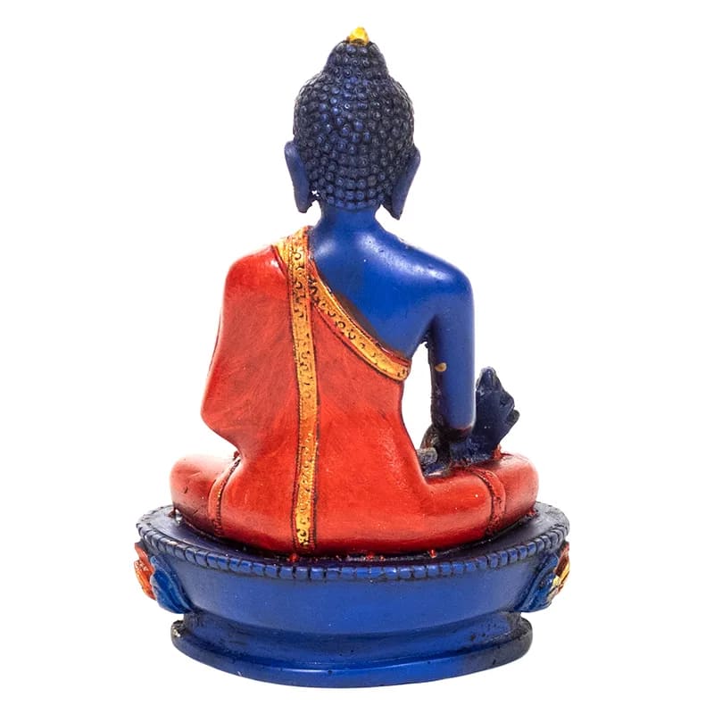 Statuette de Bouddha 'Medecine' de 15 centimètres de haut. Fait et peint à la main au Népal, parfait dans une salle de Méditation, Autel, Collection, Exposition...! Poids +/- 316 grammes.