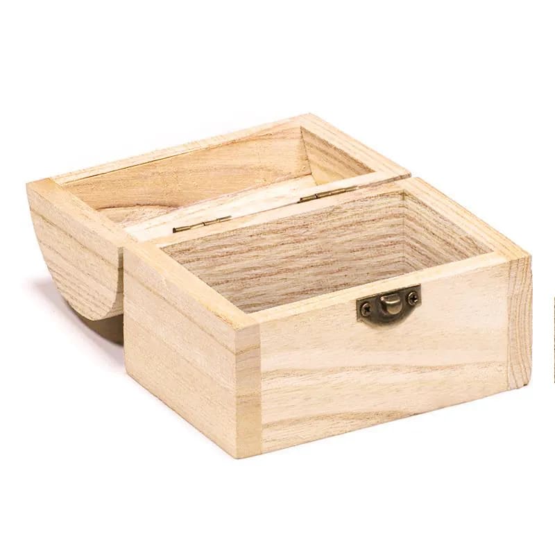 Boîte à trésors en bois de pin pour contenir vos plus précieux objets, bijoux, pierres précieuses... - 9,5 x 7,5 x 6,5 cm