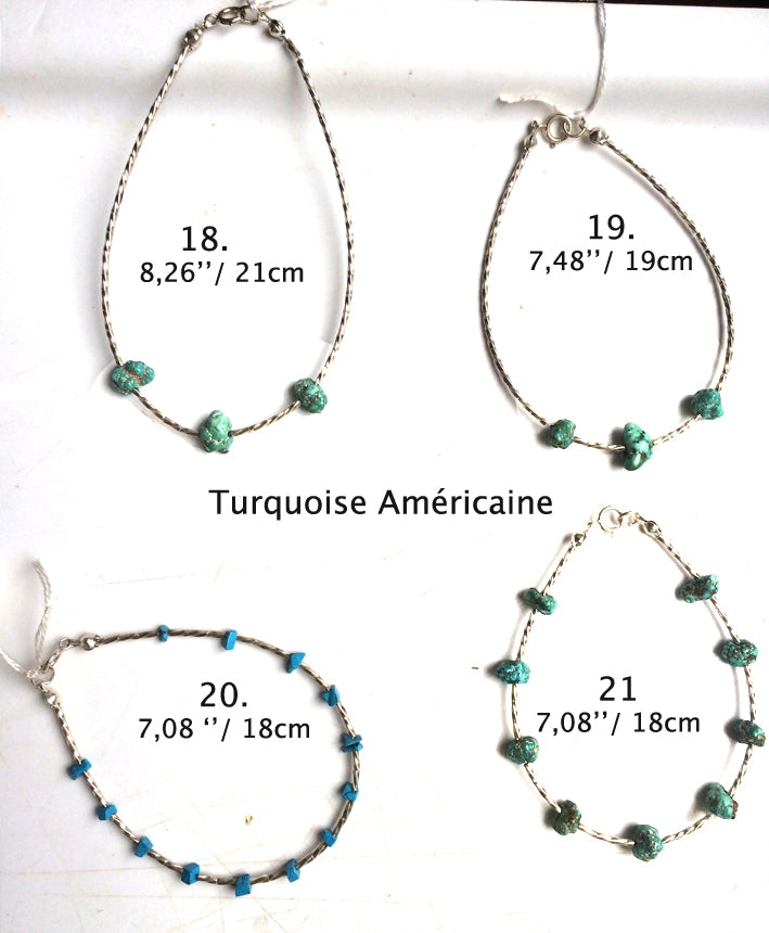 Collection de bracelets 'Argent & Pierre' - Perles et tubes torsadés en Argent, 18 cm de long. Fait main par Zen Curiosity !