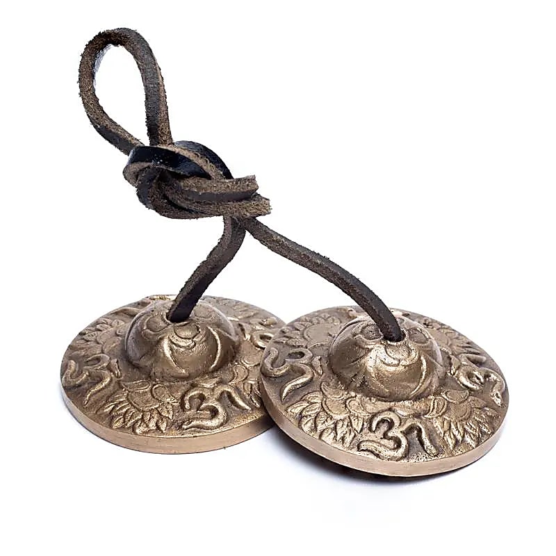 Tibetan Cymbal/Tingsha, with Om and Lotus engraving, 2 sizes to choose from: 6 or 7 cm! Used as musical offerings!